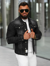 Jachetă de blugi bărbați neagră OZONEE NB/MJ512N