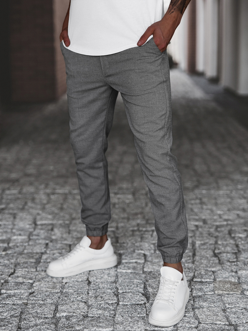 Pantaloni chino bărbaţi gri închis OZONEE DJ/5539Z