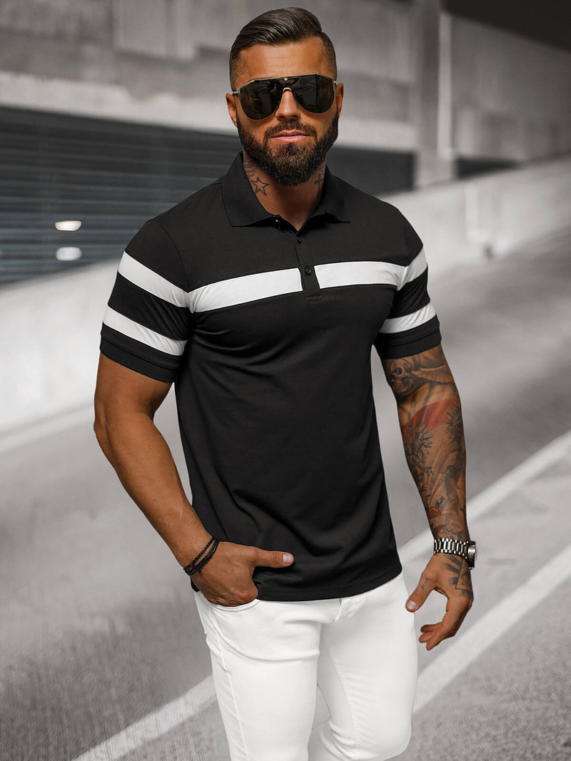 Tricou polo bărbați negru OZONEE NB/MT3108