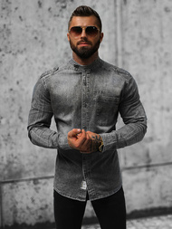 Cămașă de blugi bărbați gri OZONEE NB/MC713G