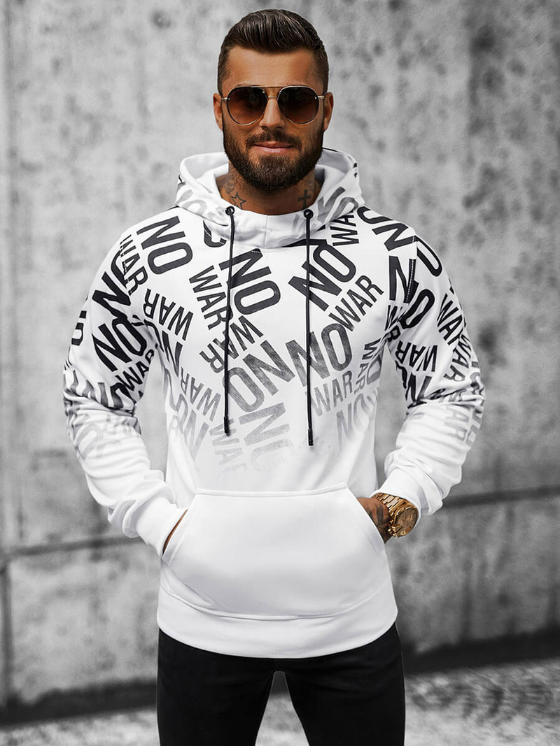 Hanorac bărbați alb OZONEE JS/8B998/1