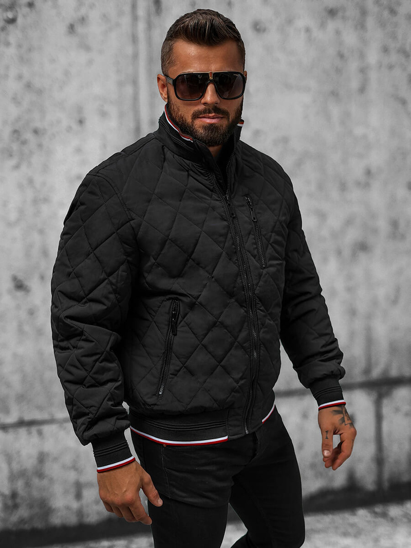 Jachetă de primăvară bărbați neagră OZONEE JS/5M3109/392