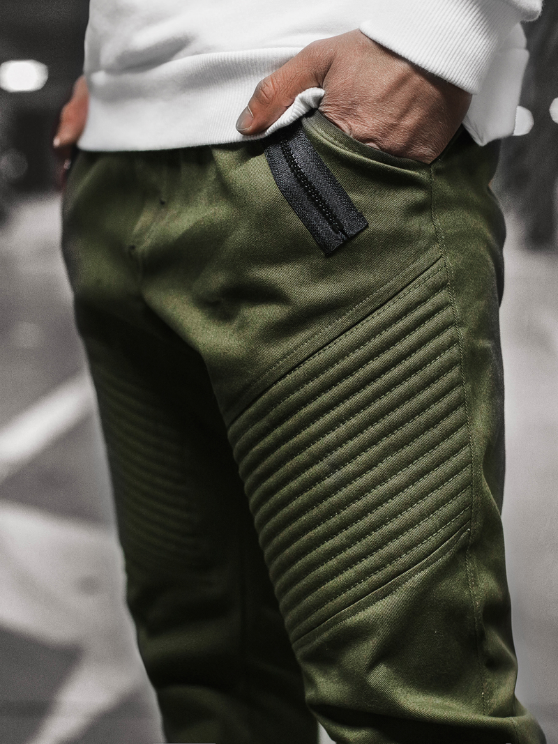 Pantaloni chino jogger pentru bărbați verde OZONEE A/0952