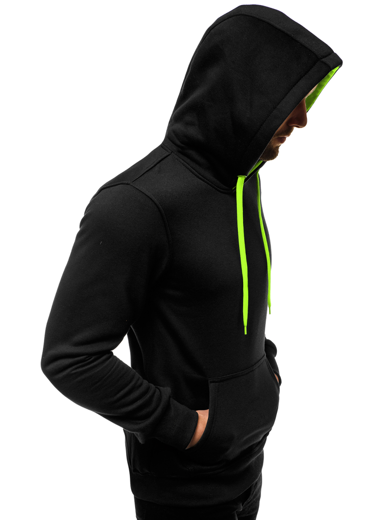 Hanorac cu glugă bărbați neagră-celadon OZONEE JS/2011