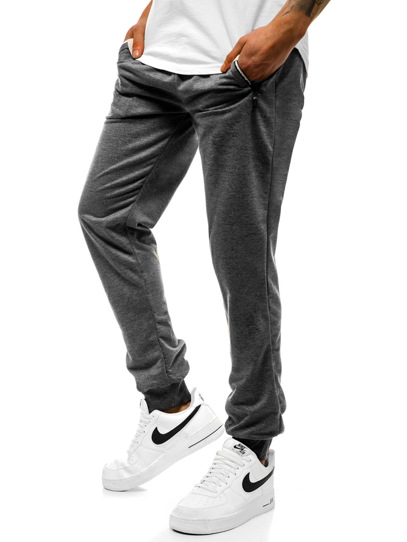 Pantaloni de trening bărbaţi gri închis JS/XW003S