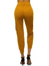 Pantaloni jogger pentru femei galben OZONEE O/HM002