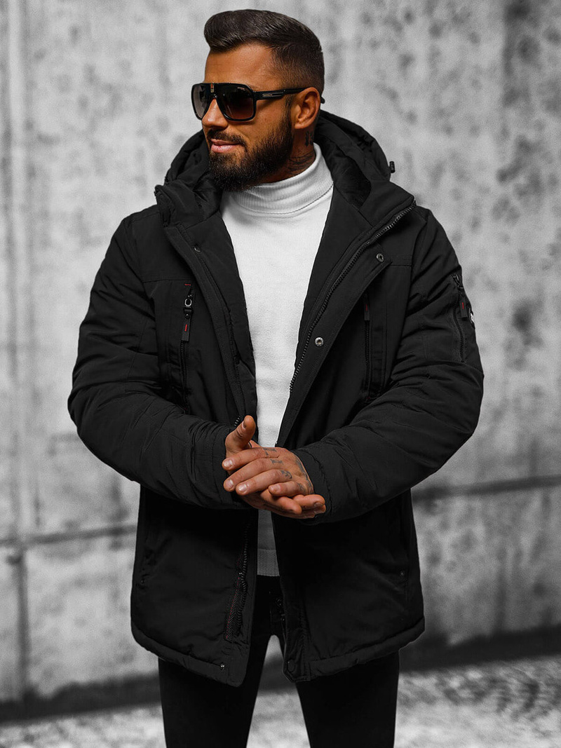 Geacă bărbați neagră OZONEE JS/5M718/392