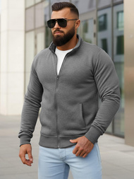 Bluză cu fermoar bărbați gri închis OZONEE JS/2002Z