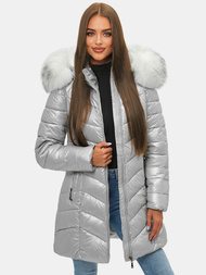 Geacă de iarnă femei argintiu OZONEE JS/M9053/92