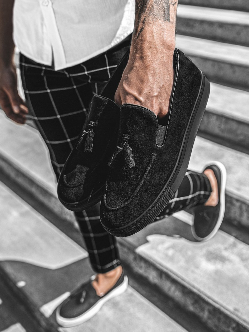 Pantofi slip-on pentru bărbați negri TAM/475