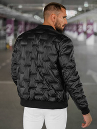 Geacă de piele bărbați neagră OZONEE O/11Z8099Z