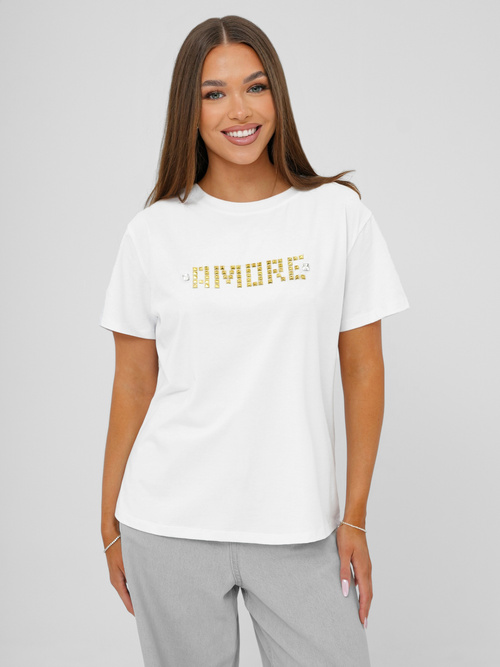 Tricou femei alb-auriu OZONEE JS/YJ77716