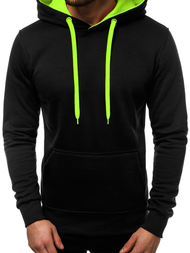 Hanorac cu glugă bărbați neagră-celadon OZONEE JS/2011