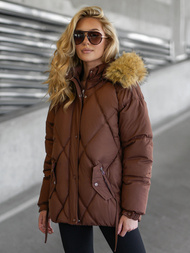 Geacă de iarnă damă ciocolată OZONEE JS/5M3329/158