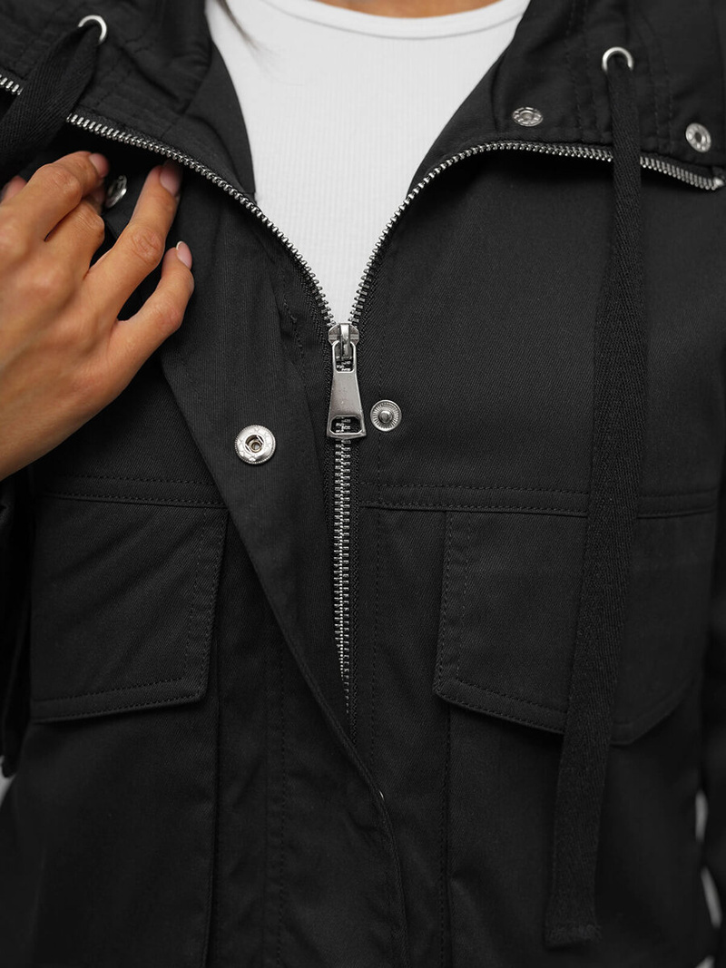 Jachetă de femei neagră OZONEE O/G118Z