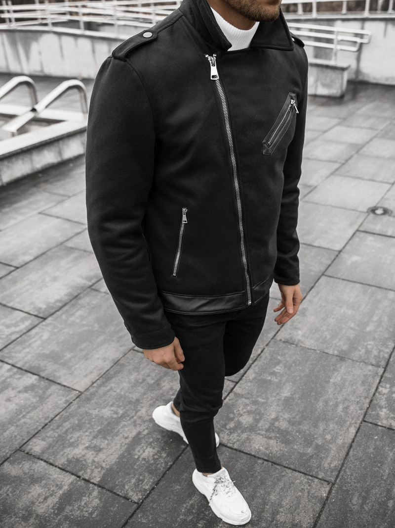 Jachetă de primăvară bărbați neagră OZONEE JS/M15501