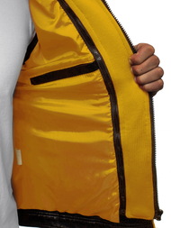 Geacă de piele bărbați negru-galben OZONEE N/6129