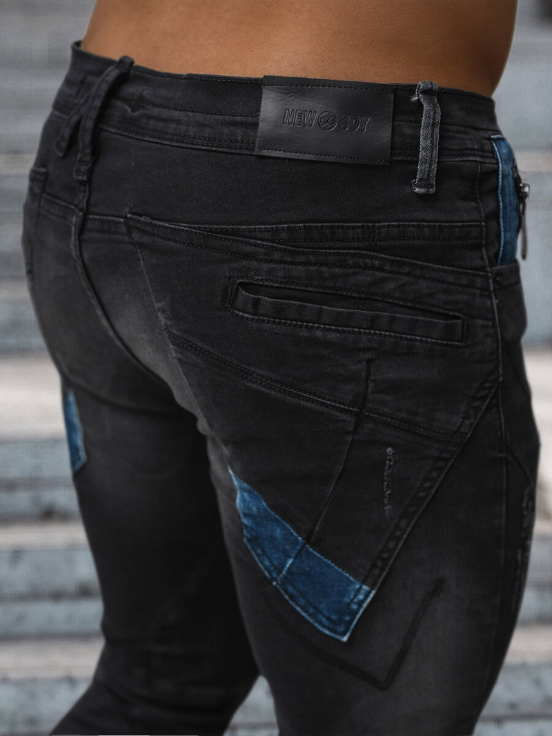 Blugi bărbaţi negri OZONEE NB/MP0025NZ