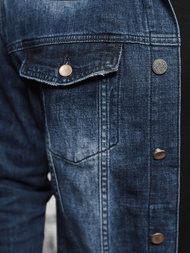 Jachetă de blugi bărbați sherpa albastră închis OZONEE NB/MJ516BSZ