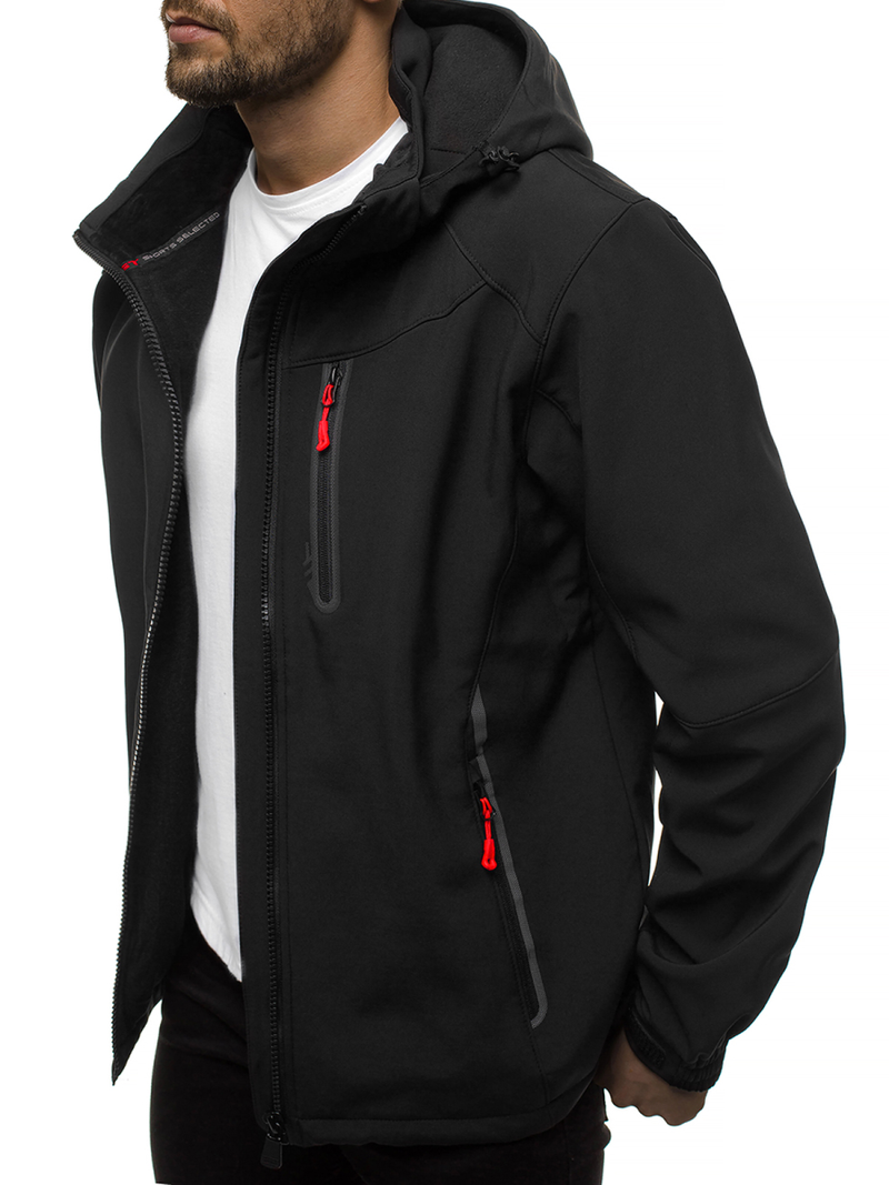 Jachetă bărbați SOFTSHELL neagră-roșie OZONEE GE/12269Z
