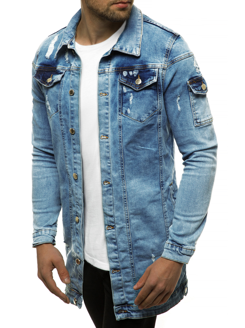 Jachetă de blugi bărbați albastră deschis OZONEE G/474K