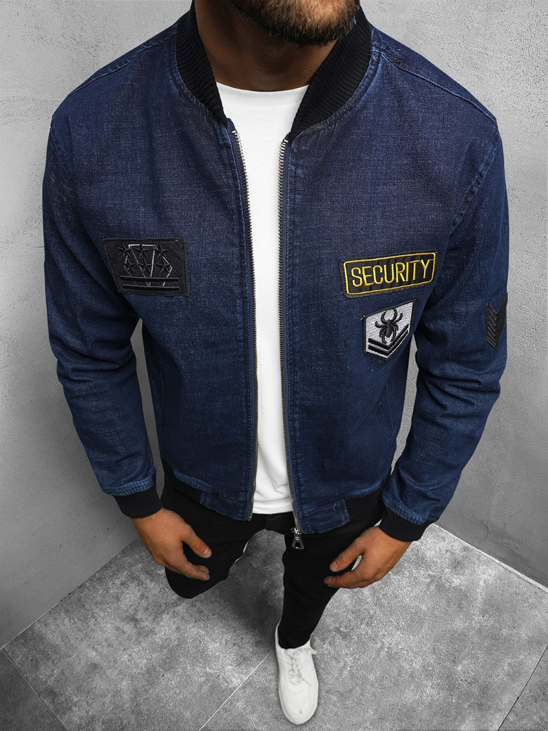 Jachetă de blugi bărbați albastru marin OZONEE NB/MJ509B