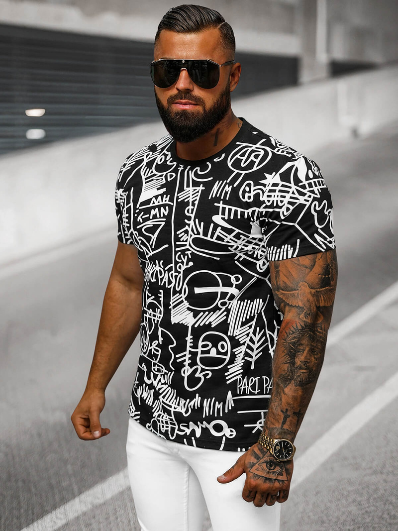 Tricou bărbați negru OZONEE O/T1269/3