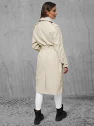 Palton de piele de dama bej deschis OZONEE JS/11Z8100