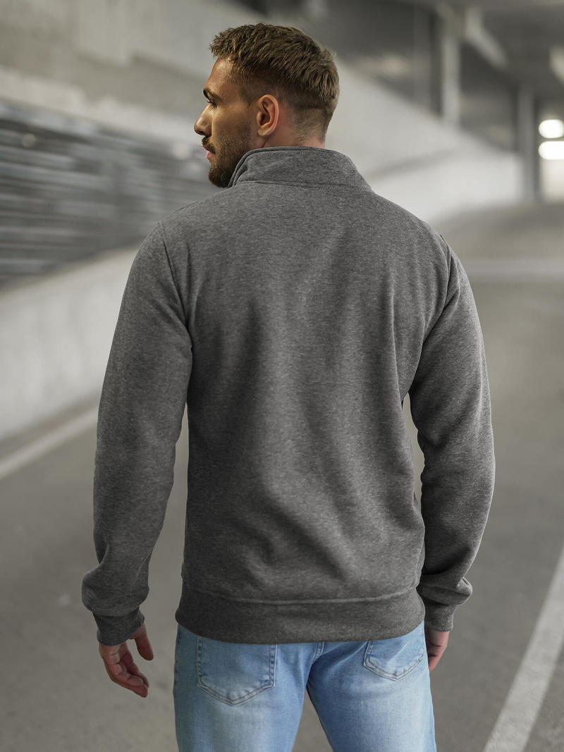 Bluză cu fermoar bărbați gri închis OZONEE JS/2002Z