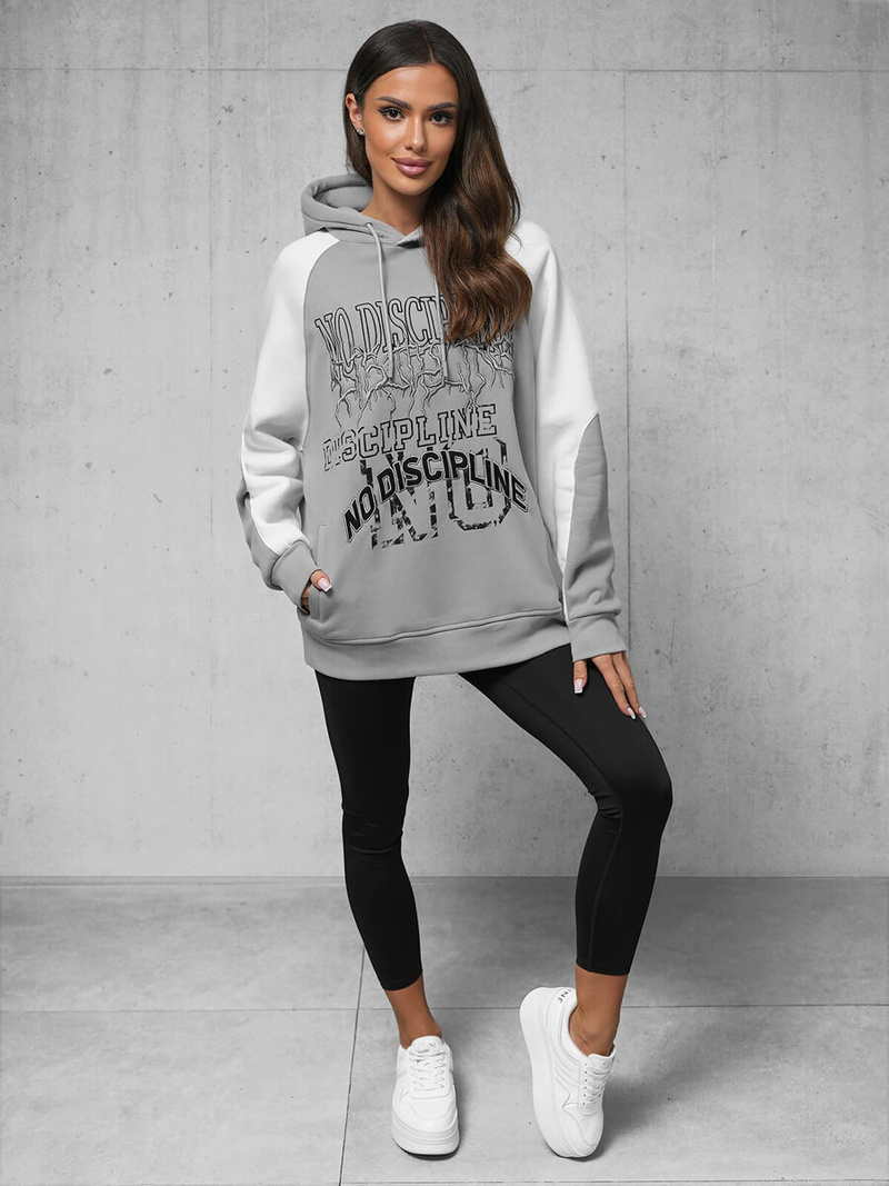 Hanorac oversize gri OZONEE O/SWE23037Z