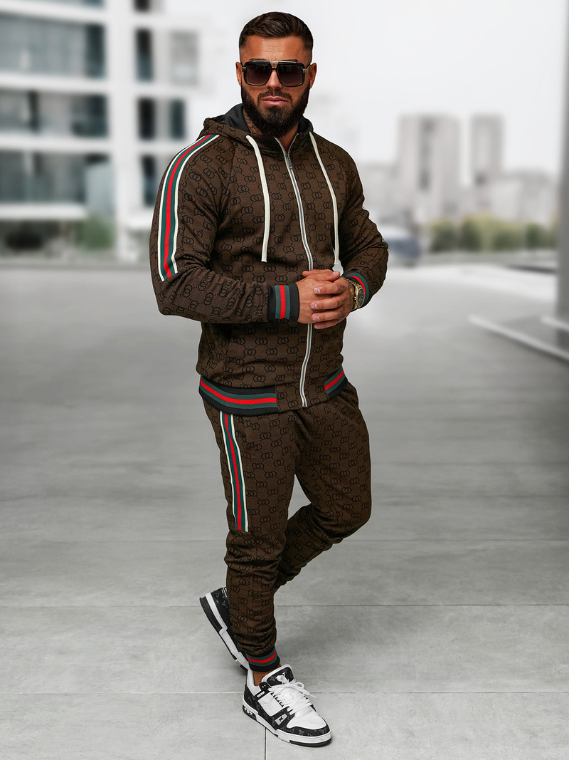 Compleu sport bărbaţi bej închis OZONEE O/FF5111AB