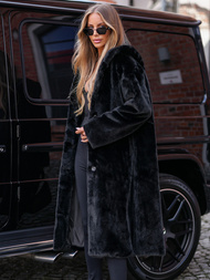 Geacă de iarnă din blană pentru femei neagra OZONEE JS/11Z8250