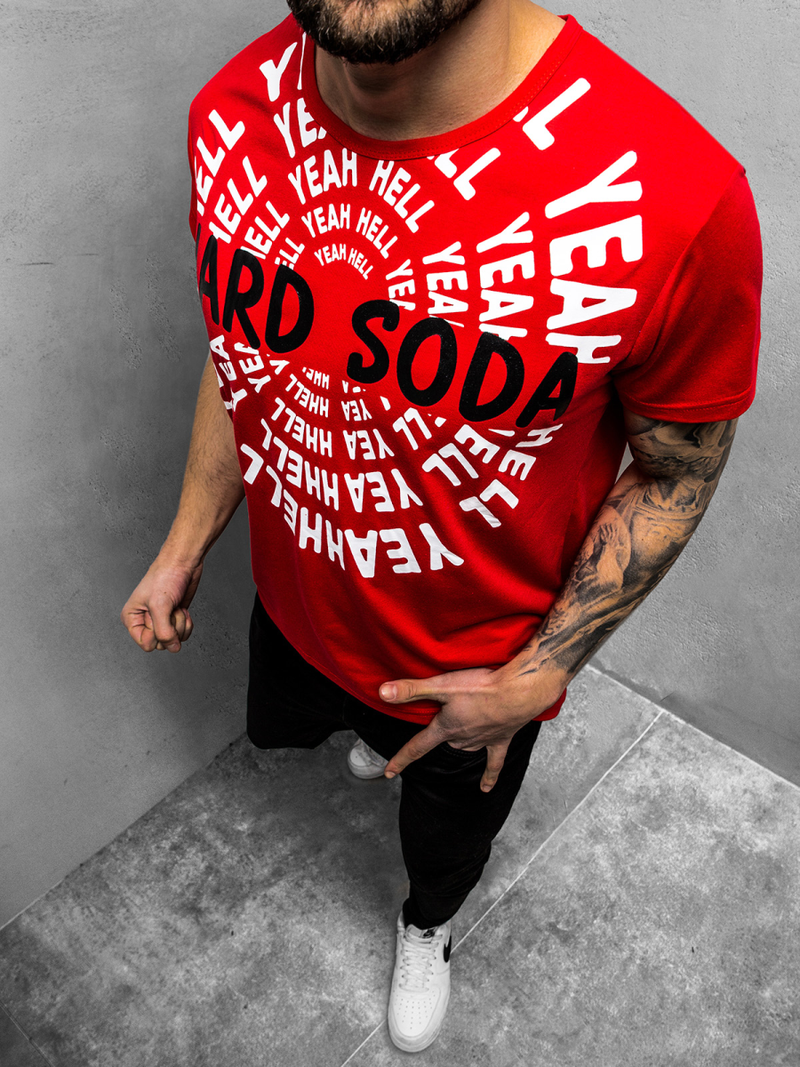 Tricou bărbați rosii OZONEE JS/KS1948Z