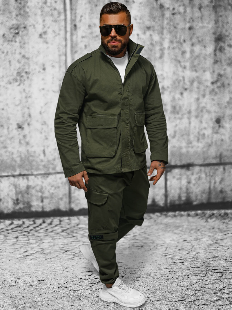 Jachetă de primăvară bărbați kaki OZONEE O/G3035