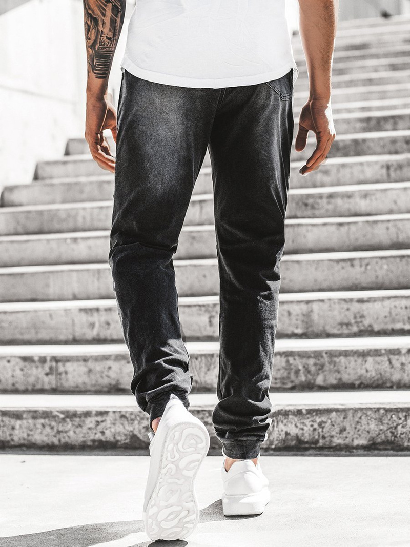 Blugi jogger bărbați negri OZONEE JS/KK1023