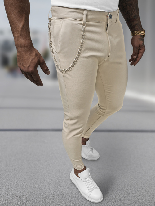 Pantaloni chino bărbaţi bej OZONEE DJ/3300