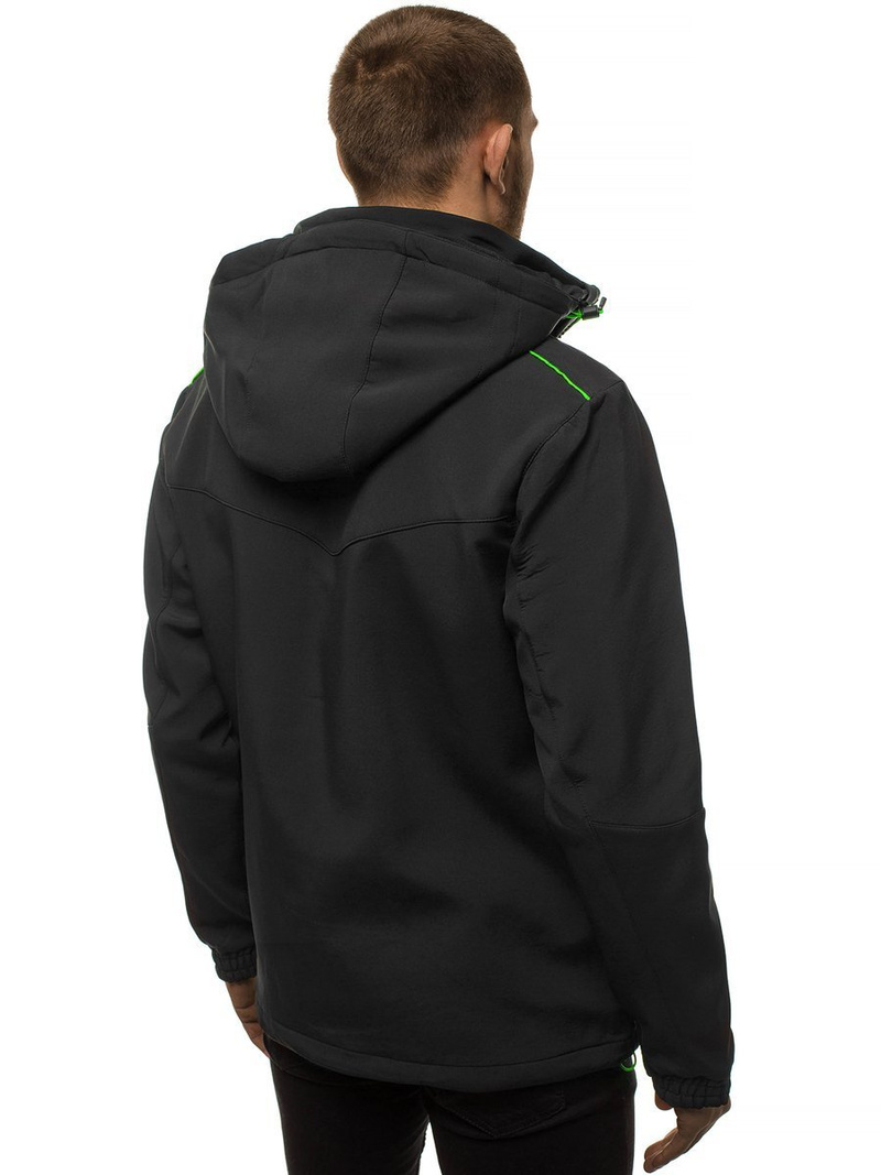 Jachetă bărbați SOFTSHELL neagră-verde OZONEE GE/12259Z