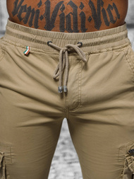 Pantaloni chino jogger pentru bărbați bej OZONEE NB/MP0201K