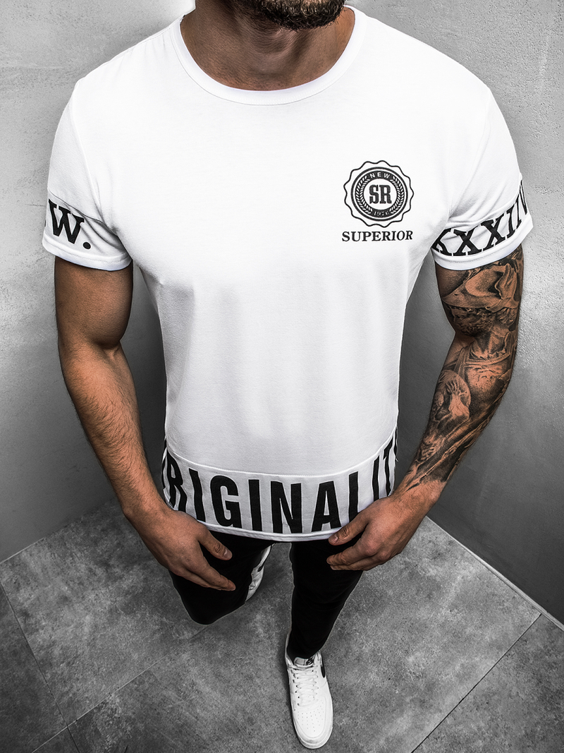Tricou bărbați albă OZONEE JS/SS11095