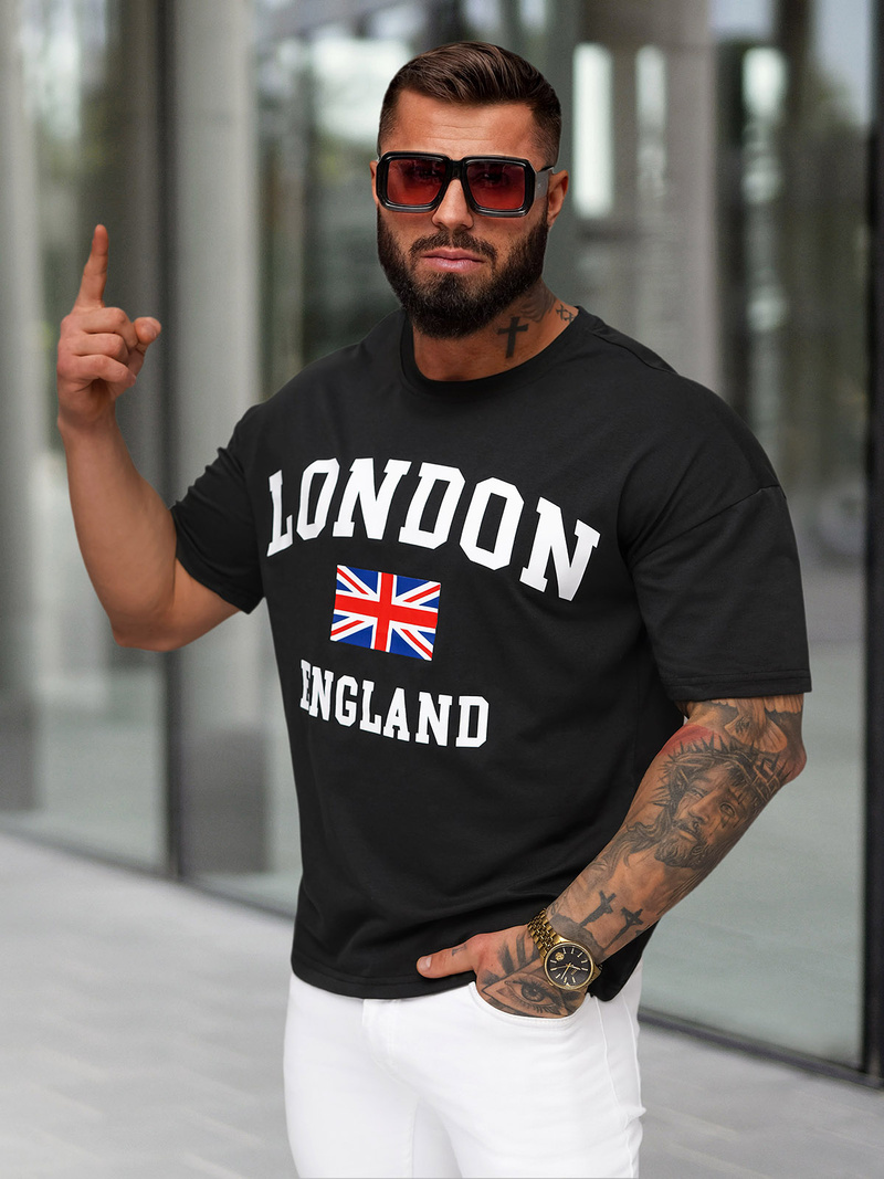 Tricou bărbați negri OZONEE JS/8B1373/3