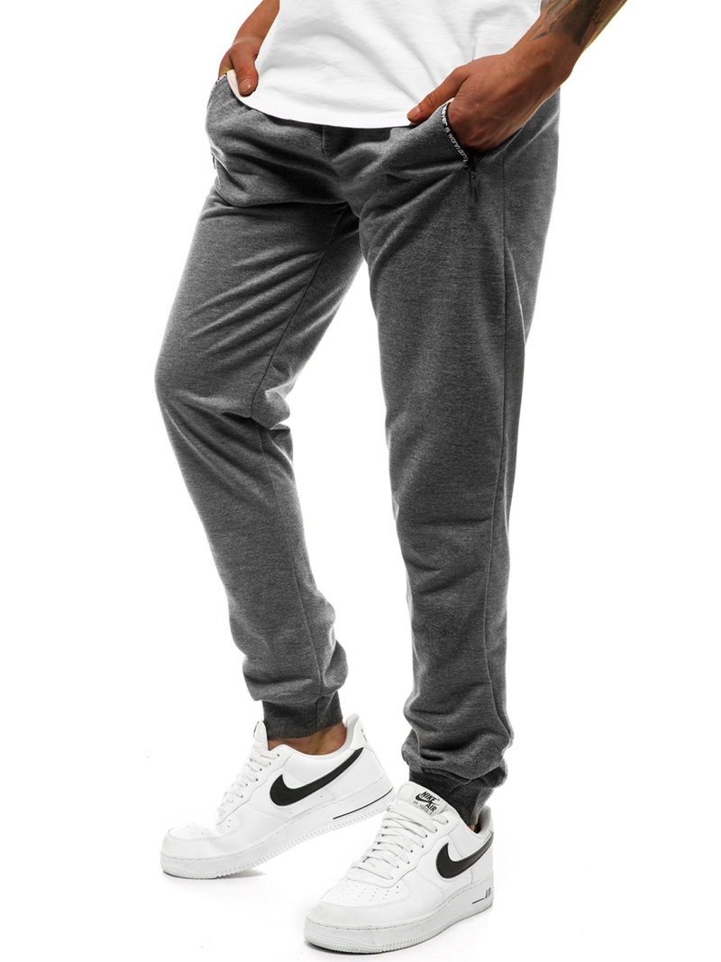 Pantaloni de trening bărbaţi gri închis JS/XW005S