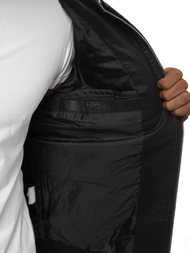 Geacă de piele bărbați neagră OZONEE JB/JP1125