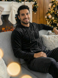 Trening pentru bărbați din catifea negru OZONEE JS/8C1169/3Z