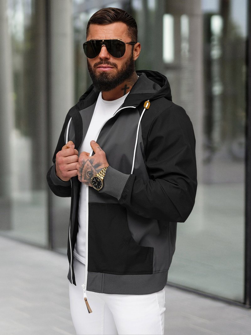 Jachetă de primăvară bărbați neagră OZONEE JS/5M3213/392