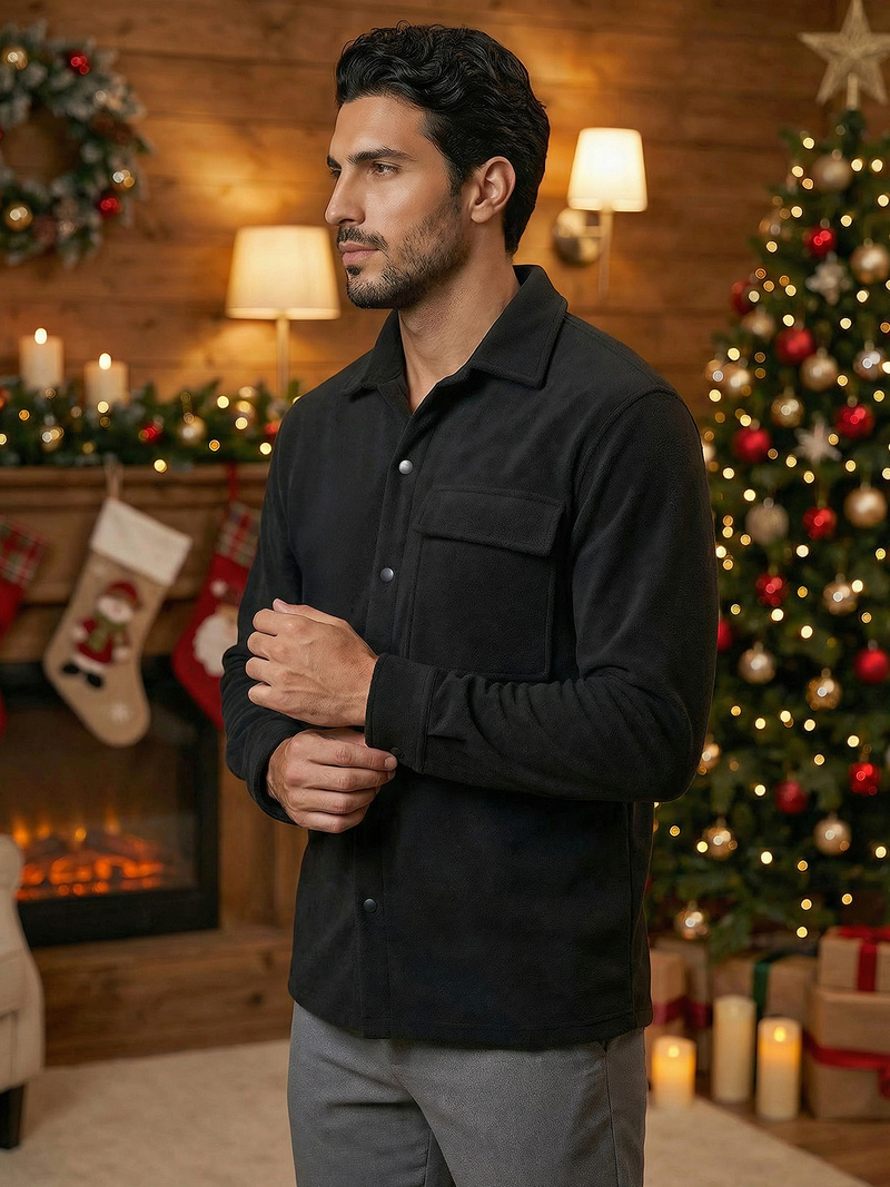 Cămașă bărbați neagră OZONEE O/GOM23040Z