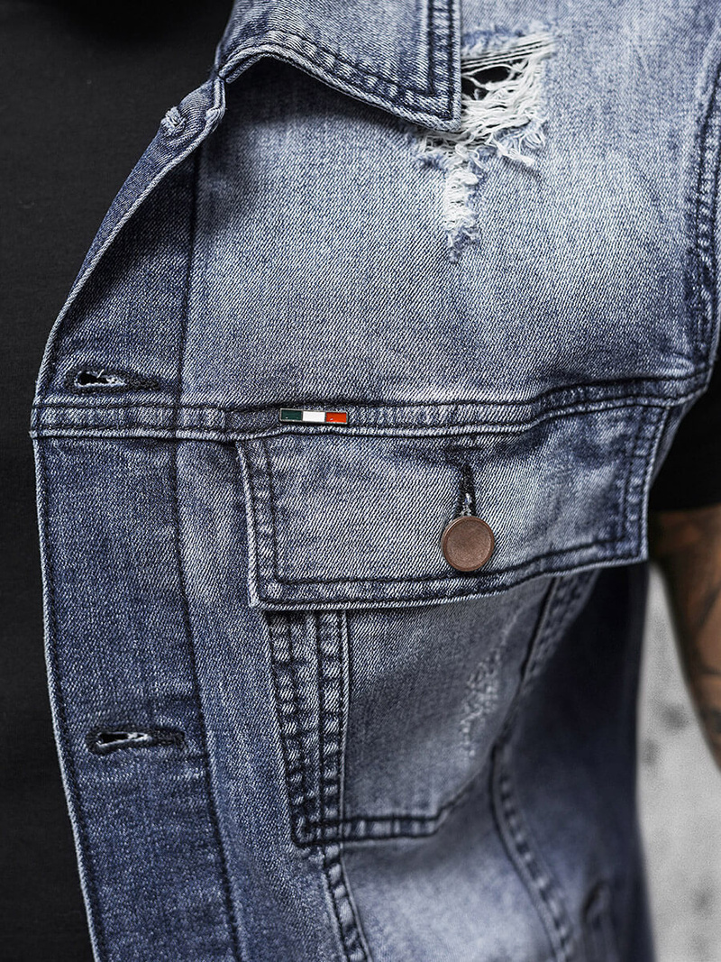 Vestă de blugi bărbați albastră OZONEE NB/MJ539B