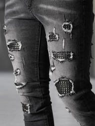 Blugi bărbaţi negri OZONEE NB/MP0152NZ