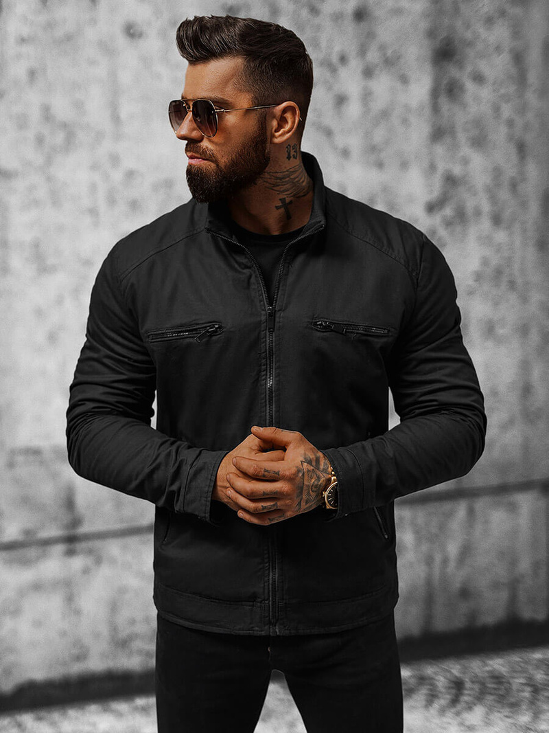 Jachetă de primăvară bărbați neagră OZONEE JS/84M3002/392