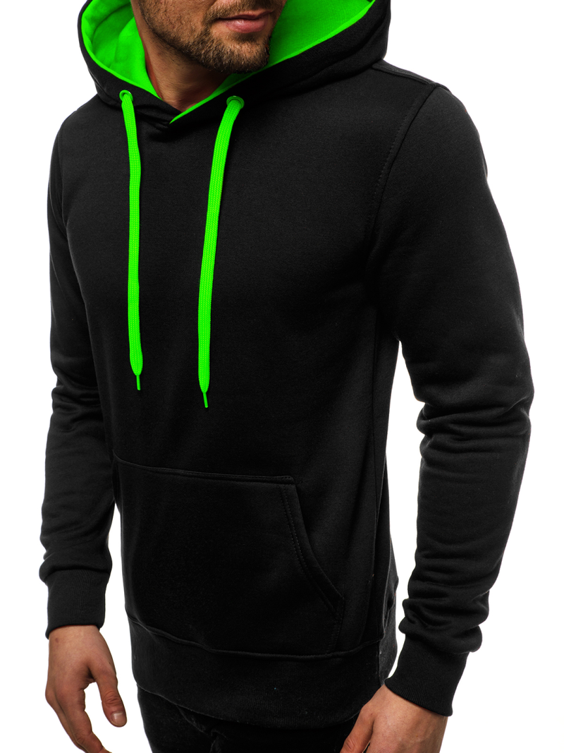 Hanorac cu glugă bărbați negru-verde OZONEE JS/2011