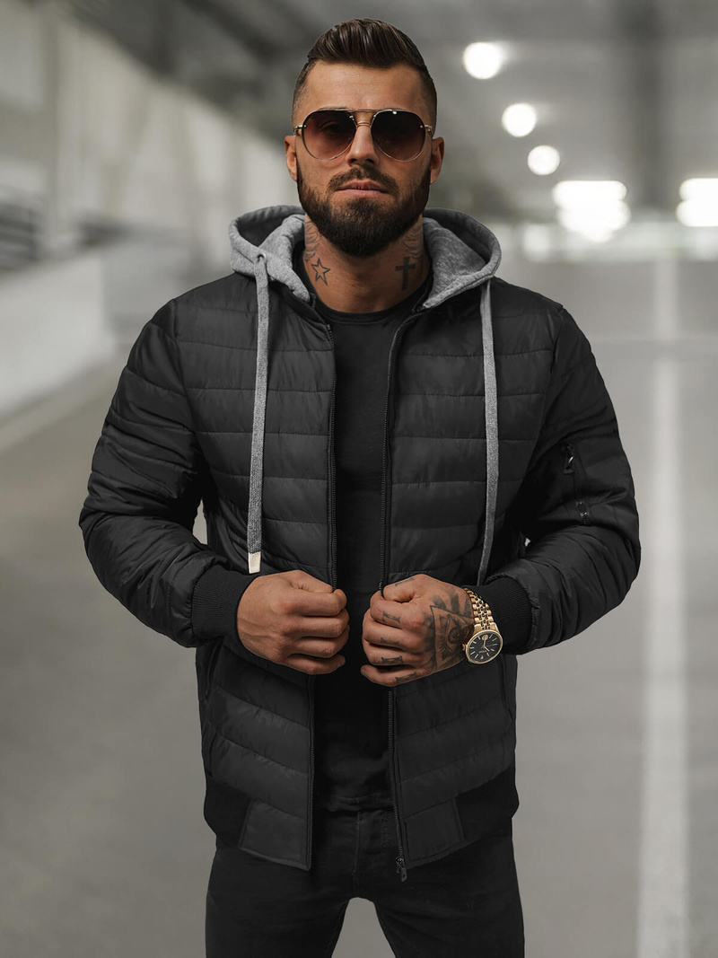 Jachetă bărbați neagră OZONEE JS/8M985/392